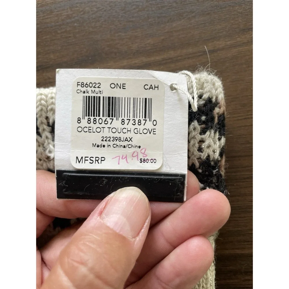 Coach Ocelot Touch Glove Knit Angora Beige Tan One Size Cheetah Print READ